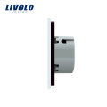 Livolo Electric Switch Standard de luxe gris, panneau en verre de cristal et 2 interrupteurs de lumière muraux à écran tactile 2 voies VL-C702S-15